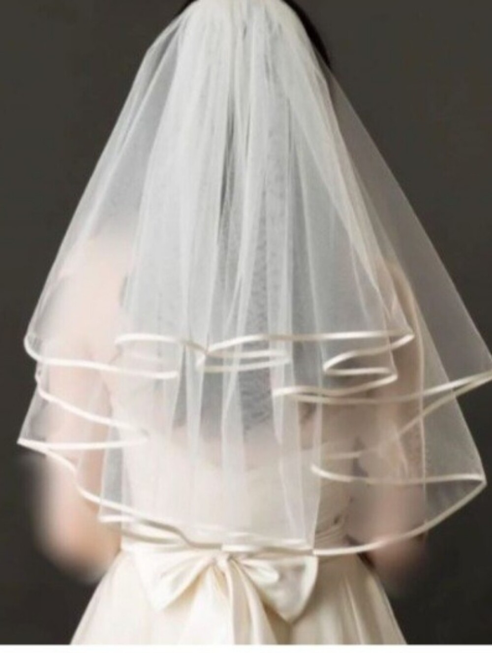 Classic White Bridal Veil with Ribbon Edge